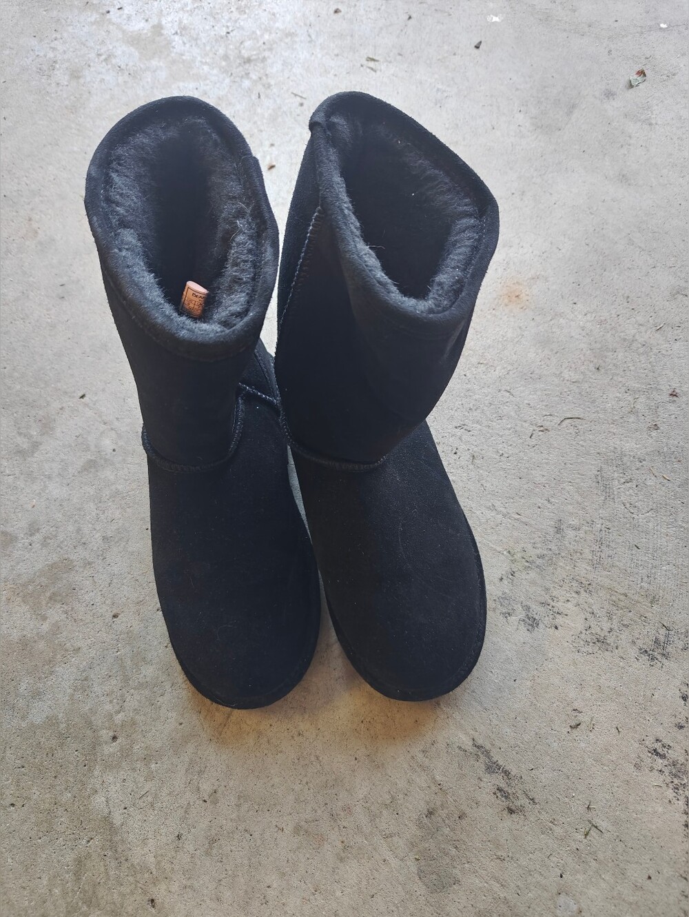 BEARPAW Womens Black Suede Faux Fur Lined Pull On Mid-Calf Snow Boot Sz 9